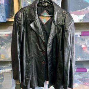 Vintage Dakota Black Leather Coat Jacket Mens Sz 50